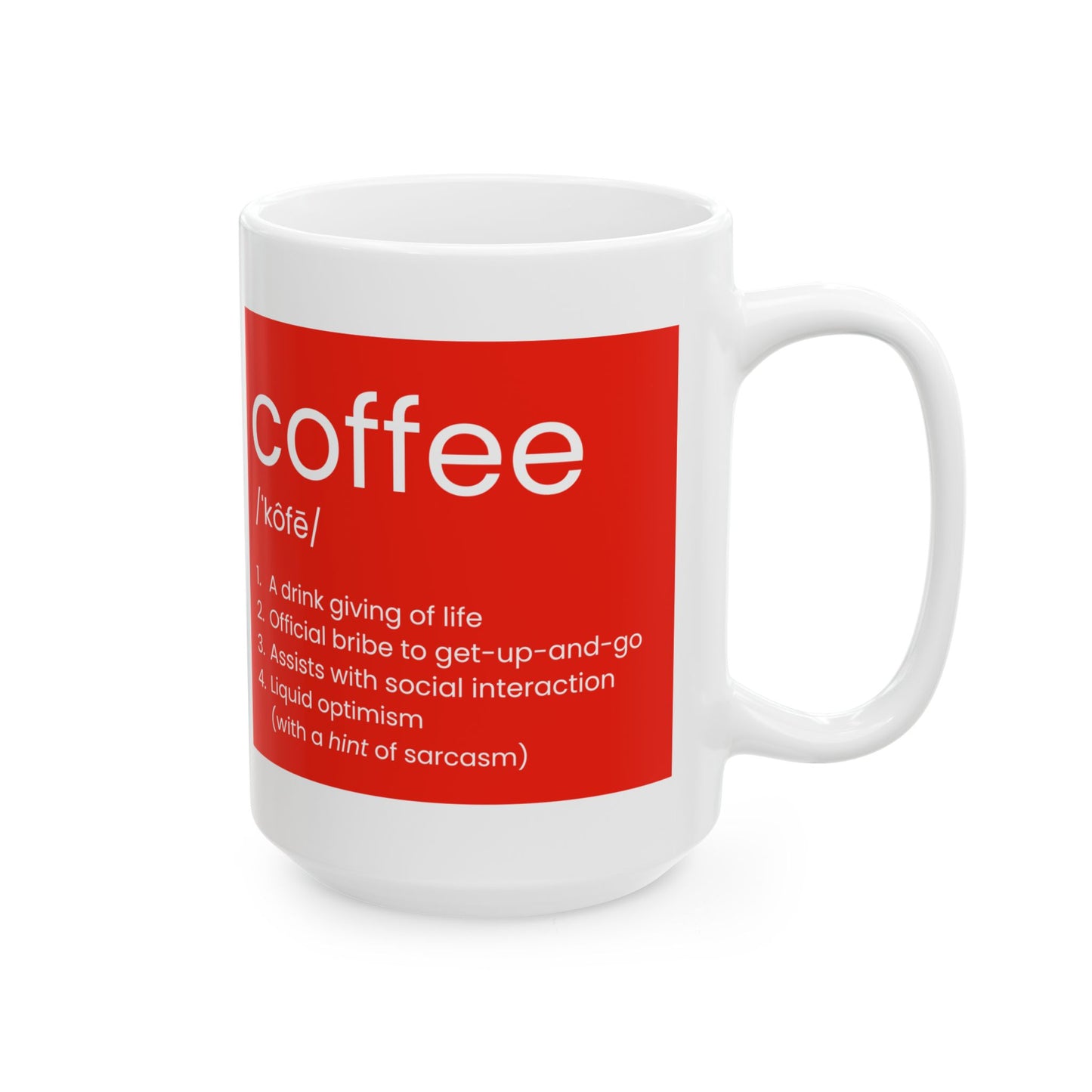 Defined by Coffee (Left-Handed) Ceramic Mug, (11oz, 15oz)