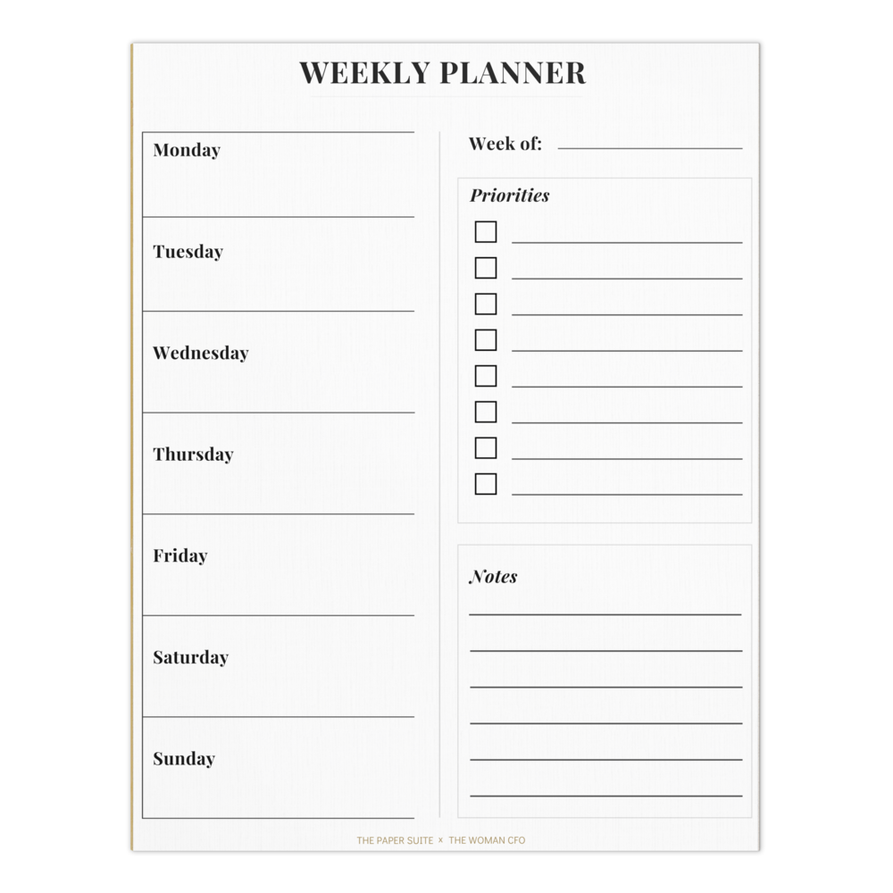The Weekly Planner Notepad - Full Size